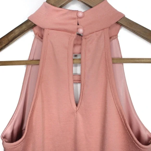 Touch Blue Nude Blush Pink Halter Top Large Preowned - Picture 5 of 6